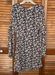 Le Lis Navy Floral Patterned Open Back Bohemian Dress Size Large