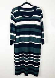 TORRID Striped Ribbed Knit High Neck Long Sleeves Bodycon Midi Dress, Size 3X