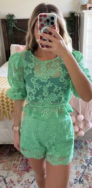 Green Lace Two Piece Set 