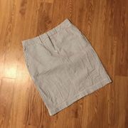 LL Bean Skirt Womens Sz 6 Blue White Striped Seersucker Favorite Fit Bottom EUC