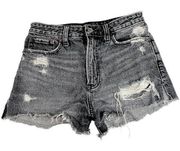 Abercrombie & Fitch  Annie Charcoal Gray High Rise Distressed Denim Jean Shorts 2