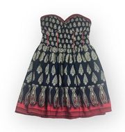 ✌︎︎ Strapless Tribal Print Cocktail Mini Dress ✌︎︎ Navy ✌︎︎ XS