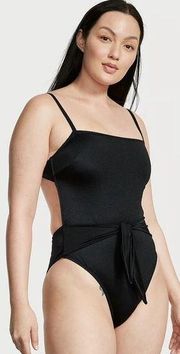 Victoria’s Secret Black One Piece Tie Waist Swimsuit NWT