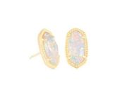 Kendra Scott Ellie Gold Stud Earring in White Kyocera Opal