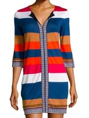 Diane von Furstenberg Rose Half Sleeve Striped Silk Dress, $468 size 0