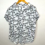 Jane + Delancey novelty leopard jaguar palm leaf print button down shirt L