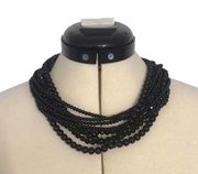 Black Bead Torsade Necklace 19” with 3” Extender