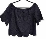 Do+Be Embroidered Scalloped Cropped Top Size Small