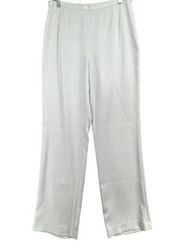 Lafayette 148 New York Pants Womens 10 Light Gray Silk Stretch High Rise Trouser