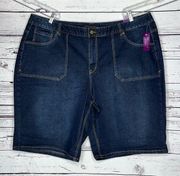 Venezia Lane Bryant NWT Size 28 Dark Blue Denim Stretch Bermuda Jean Shorts
