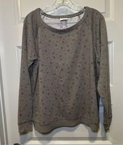 Knox Rose Grey Star Print Scoop Neck Sweatshirt size L