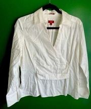 Talbots Stretch Cotton Sateen Dress Shirt Size 12 Petite 12P EUC