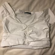 ZARA White ruffled linen going out  top