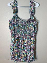 White Birch Boho Floral Smocked Flutter Sleeve Top Size 3XL Babydoll