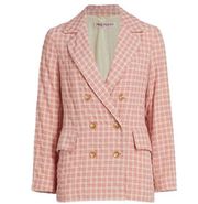 NWT Free People Olivia Rose Pink Gingham Double Breasted Blazer Jacket Size XL