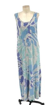 Lisa Todd Make A Splash Tie Dye Maxi Tank Dress Gray Blue Purple Size Medium