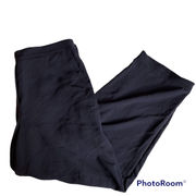 THEORY Genie Pant Navy Dark Blue Large Ankle Mid Rise Straight Leg Crepe