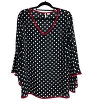 Cato Black White Polka Dot Print Flared Sleeves Blouse Size 22/24W