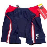 TYR Women Competitor Triathlon Bicycle Short 6" - Navy Red - Size XS - $72