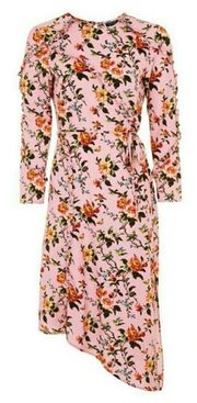 New‎ Topshop Pink Floral Ruffle Midi Dress 4