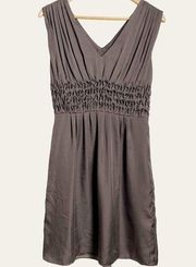 Brown Smocked Waist Sleeveless V-Neck A-Line Dress Size S NWT