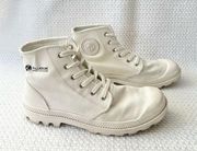 Palladium Pampa High Organic II White Canvas Lug Sole Lace Up Sneaker Boots 8.5