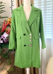 3/$15 Boutique Asian Brand Button Retro Green Peacoat with Asymmetrical Buttons