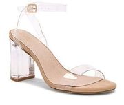 RAYE Alta Lucite Clear Block Heel Sandal Revolve Size 7.5