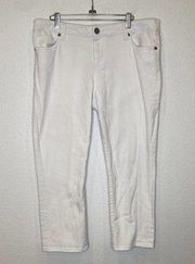 KUT from the Kloth Bardot Skinny Cropped Boyfriend White Denim Jeans Sz 14