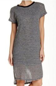 Nordstrom Lush Midi Knit Dress in Grey and Black Stripe