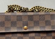 Portefeuille Sarah Damier Ebene Canvas Leather Wallet on chain