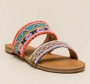 Womens Francesca’s Not Rated Spira Beaded Slide Sandals - Sz 9.5