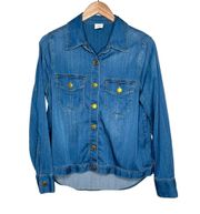 6255 blue denim button up keep jacket size small