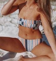 Striped Palm Bandeau Bikini