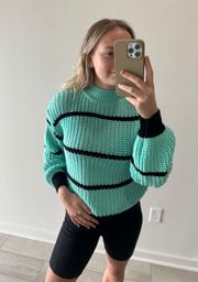 Turquoise and Black Knit Sweater