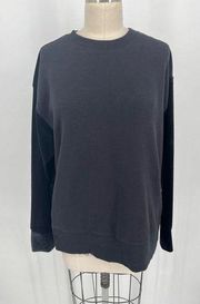 Athleta Retroplush Velvet Crewneck Sweatshirt Sz M Black Oversized