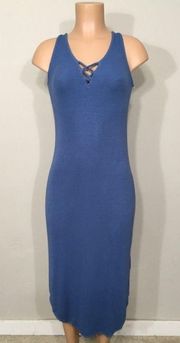 MICHAEL STARS lace up ribbed knit midi dress. NWOT