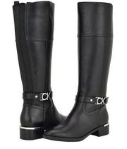 Calvin Klein Daphny Knee High Boots Pointy Toe Block Heel Faux Leather Size 10