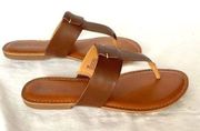 Korks Brown Thong Flat Sandal Dawn Kork Ease Faux Leather Womens Sz 11M New