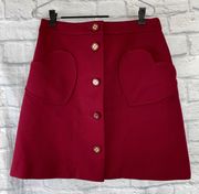 NY button front knee length fully lined skirt w/heart shape pockets sz 8 new with tags