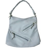 Sondra Roberts Squared Vegan Leather Hobo Messenger Bag Blue Breeze