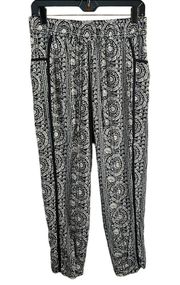 Anthropologie HEI HEI Pants Joggers Black Harem Floral Boho Elastic Waist Small