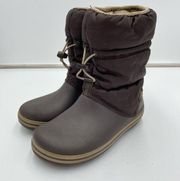 Crocs Women's Brown Nadia Fleece Lined Winter Rain Boots Size 5W