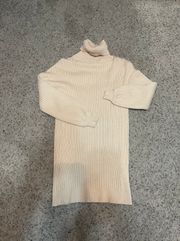 Tan Turtleneck Sweater Dress