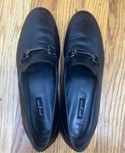Paul Green Black Leather Slip On Flat Loafers