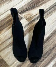 Nicole miller black open toed knit booties