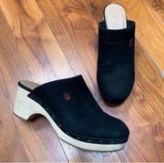 LOFT Ann Taylor Black Suede Wood Clogs 8.5