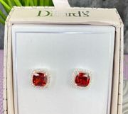 Dillards Red Cubic Zirconia Stud Fashion Earrings NWT