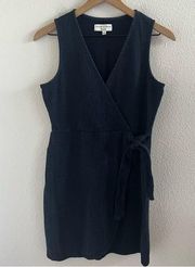 Madewell Texture & Thread Crosshatch Side-Tie Dress Faux Wrap Navy Small