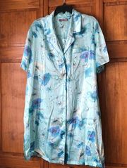 NWT Vintage Valerie Stevens Light Blue Floral Nightgown 1X